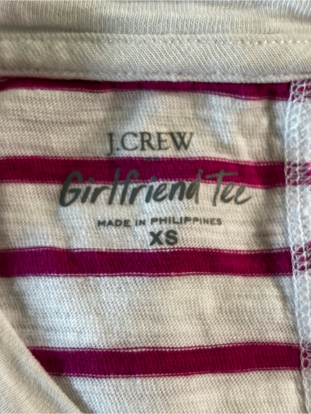 J. Crew White Tee with Raspberry Stripes - Picture 6 of 9